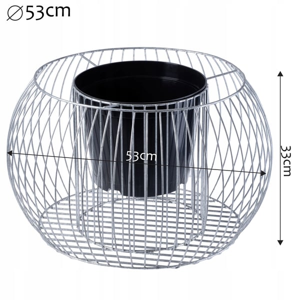 Gabion - Plantekrukke - Rund - Stål - 53 cm - Sølv