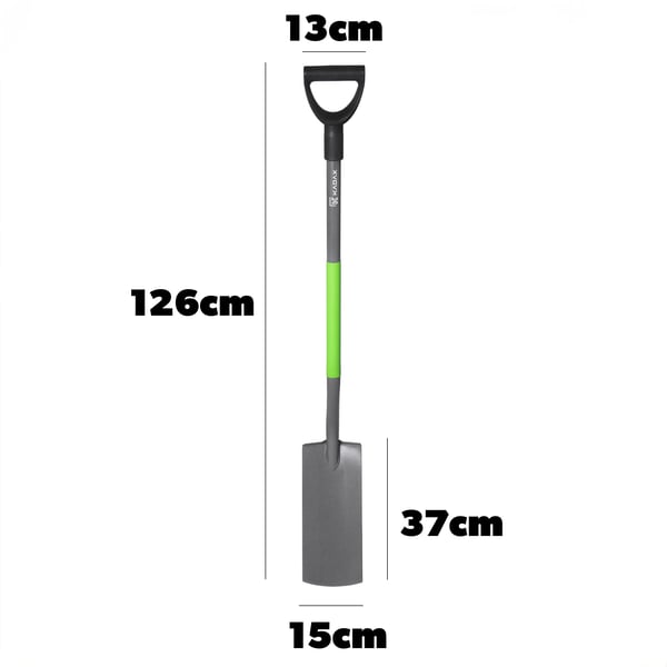 Trädgårdsspade - Dräneringsspade - Smal design - Total längd 126 cm - Spetsigt blad - För smala diken