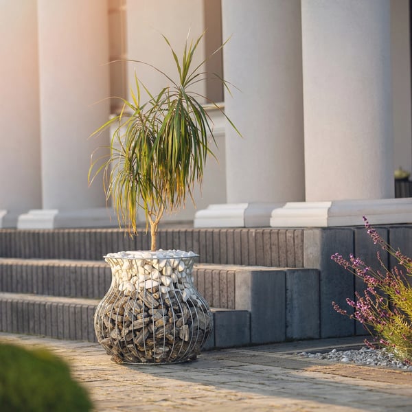 Gabion havekrukke - Plantekasse - Galvaniseret stål - 47 cm - Udendørs - Sølv
