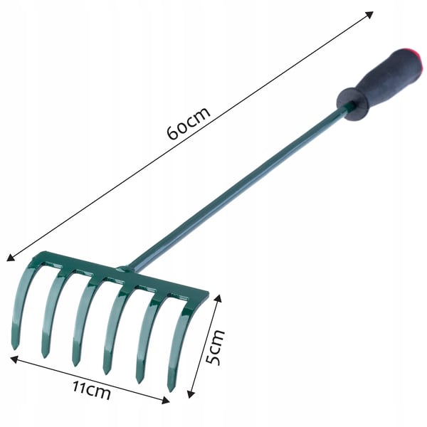 Haverive - Håndrive - Lille - 6 Tænder - 60 cm - Med Hakke