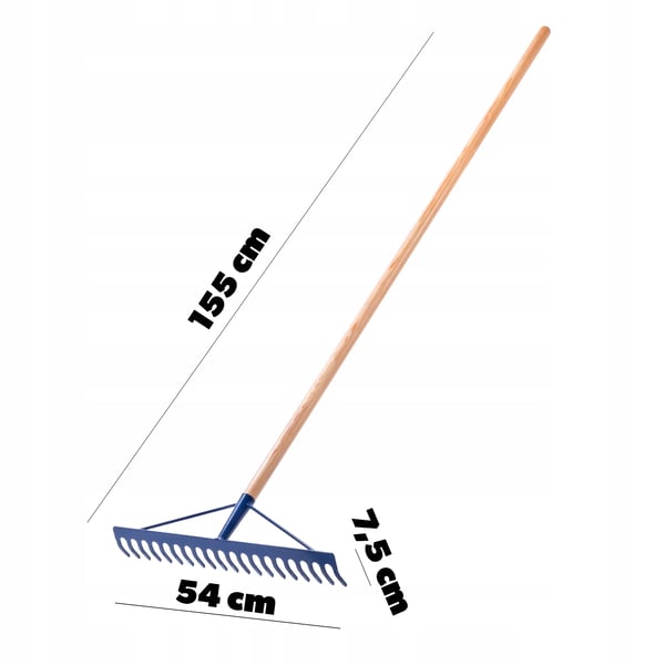 Metalrive - Haverive - Robust stål - Skaft 155 cm - Til græs og løv - Tåler sten