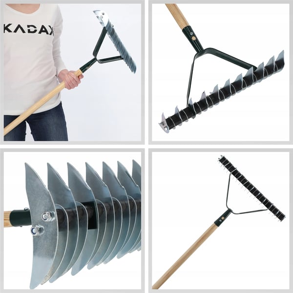 Plænelufter - Håndholdt vertikalskærer - Med pigge - Dobbeltsidet - 170 cm skaft