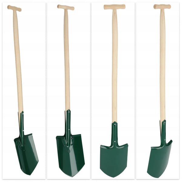 Spade/Skovl - Havespade - Skarp Klinge - Metalblad - Træskaft - Forstærket - 117 cm