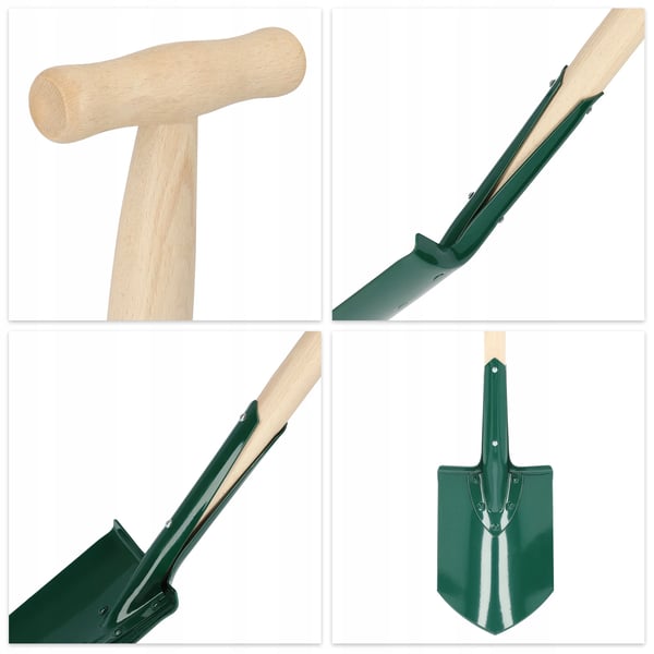 Spade/Skovl - Havespade - Skarp Klinge - Metalblad - Træskaft - Forstærket - 117 cm