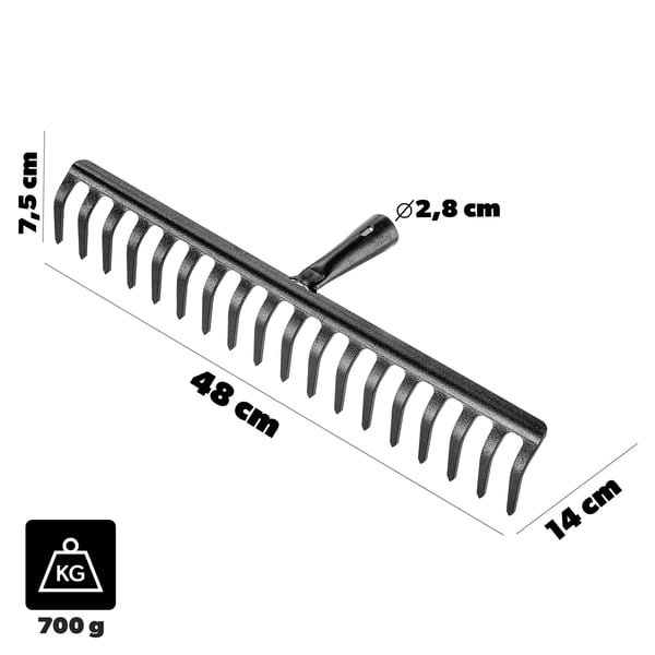 Haverive - Løvrive - Stål - 18 Tænder - Til Blade, Græs og Jord