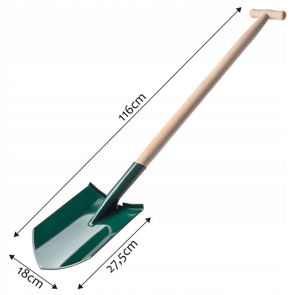 Havespade - Skovl - Skarpt Metalblad - Træskaft - Robust - 116 cm
