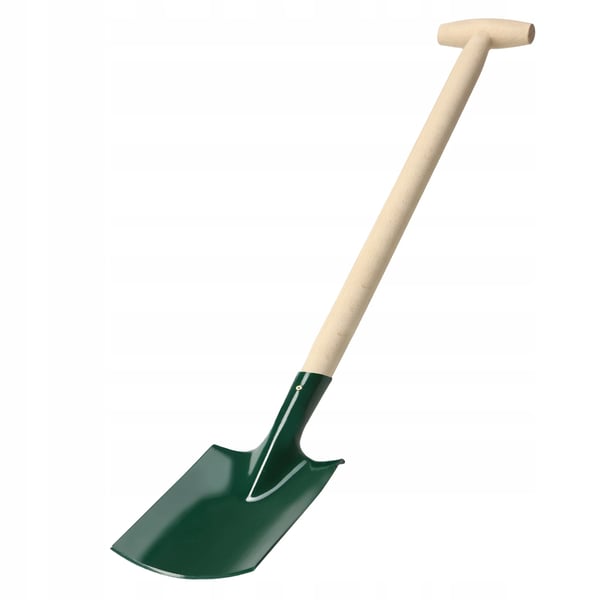 Spade/Skovl - Havespade - Længde 90 cm - Metalblad - Træskaft - Til havearbejde - Simpel model