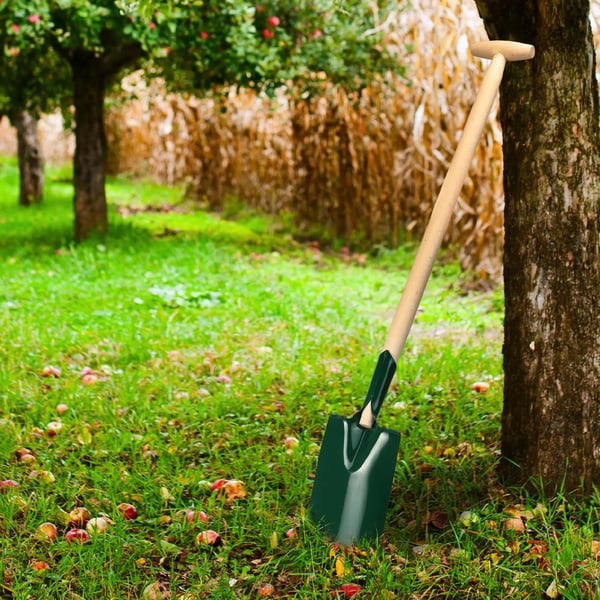 Spade/Skovl - Havespade - Længde 90 cm - Metalblad - Træskaft - Til havearbejde - Simpel model
