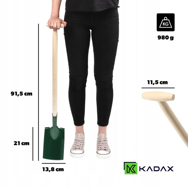 Spade/Skovl - Havespade - Længde 90 cm - Metalblad - Træskaft - Til havearbejde - Simpel model