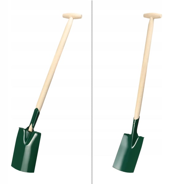 Spade/Skovl - Havespade - Længde 90 cm - Metalblad - Træskaft - Til havearbejde - Simpel model