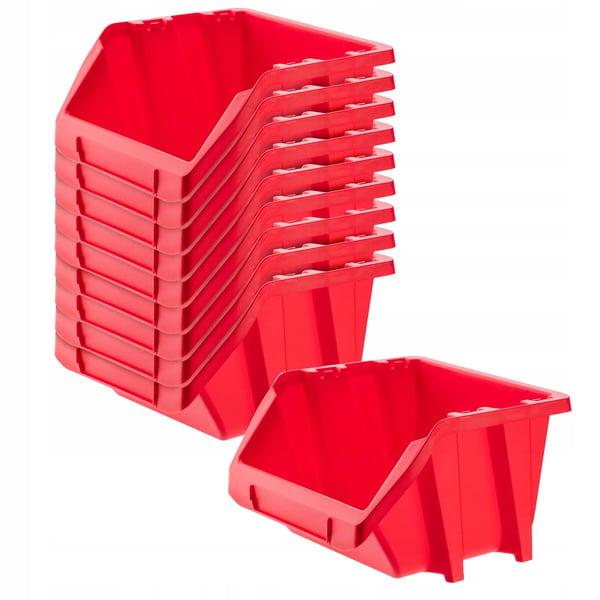 Smådelbakker - Opbevaringsbakker Til Værksted - 187 x 158 mm - 10 stk. - Rød