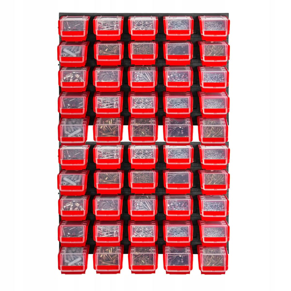 Værktøjstavle - Vægmonteret Pegboard - 58 x 78 cm - Sæt med 50 Dele