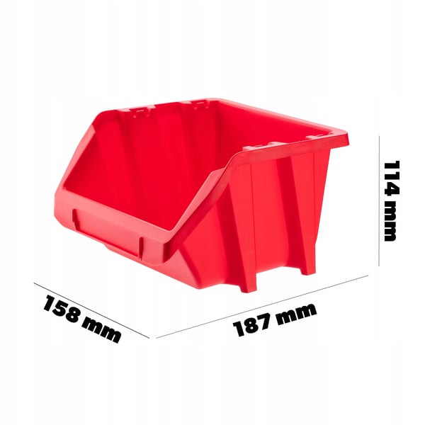Opbevaringskasser til værksted og lager - Stabelbare kasser - 18,7 x 15,8 cm - 50-pak - Rød