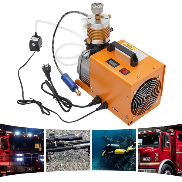 PCP højtrykskompressor 300 bar, bærbar luftpumpe, 1,8 kW 2800 rpm 220 V EU-stik, med manometer