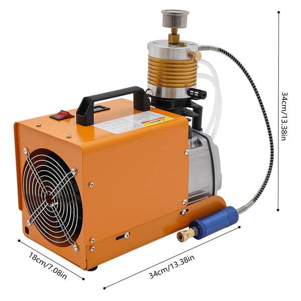 PCP højtrykskompressor 300 bar, bærbar luftpumpe, 1,8 kW 2800 rpm 220 V EU-stik, med manometer