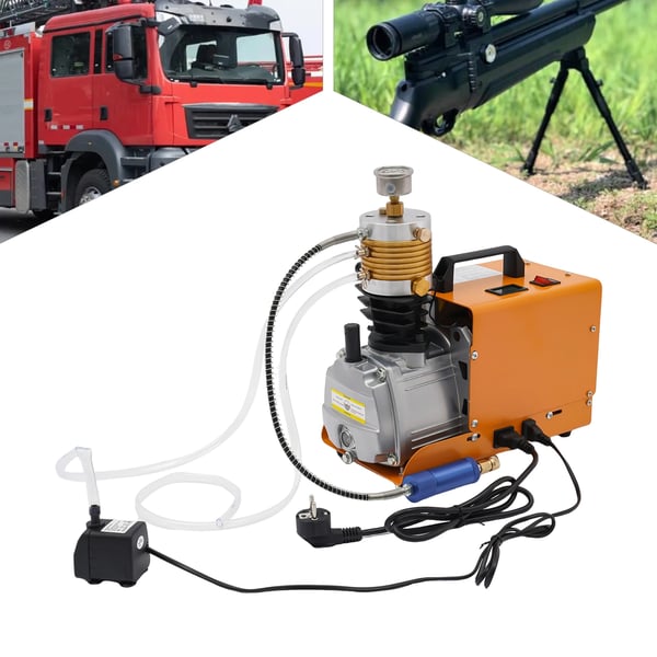 PCP højtrykskompressor 300 bar, bærbar luftpumpe, 1,8 kW 2800 rpm 220 V EU-stik, med manometer