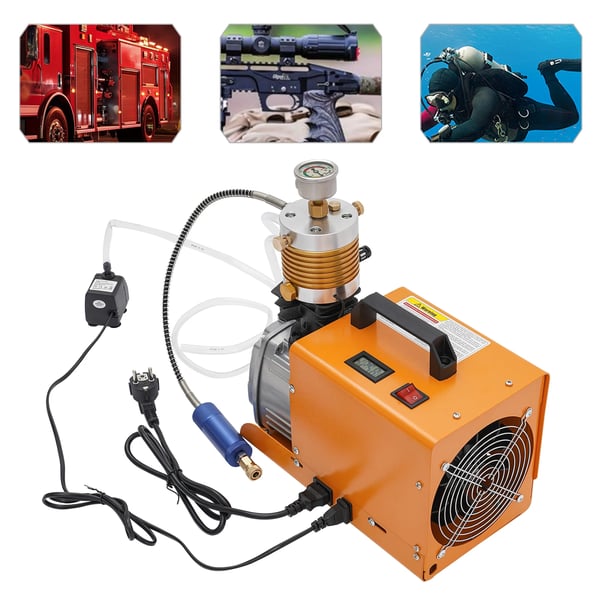 PCP højtrykskompressor 300 bar, bærbar luftpumpe, 1,8 kW 2800 rpm 220 V EU-stik, med manometer