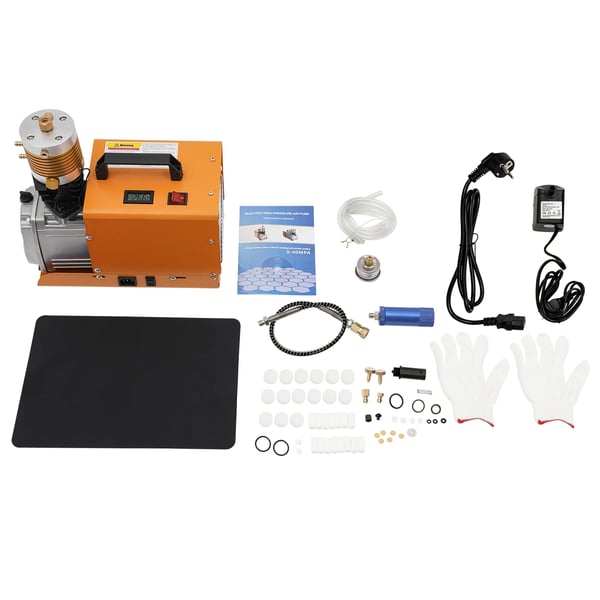 PCP højtrykskompressor 300 bar, bærbar luftpumpe, 1,8 kW 2800 rpm 220 V EU-stik, med manometer