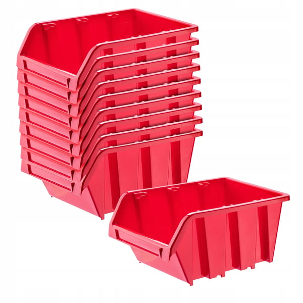 Værkstedsbakker - Opbevaringsboks til smådele - 15,5 x 10 cm - 10-pak - Rød