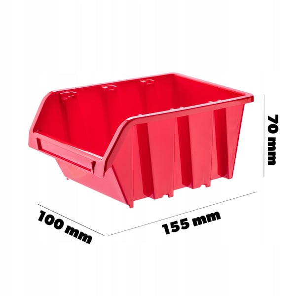 Værkstedsbakker - Opbevaringsboks til smådele - 15,5 x 10 cm - 10-pak - Rød