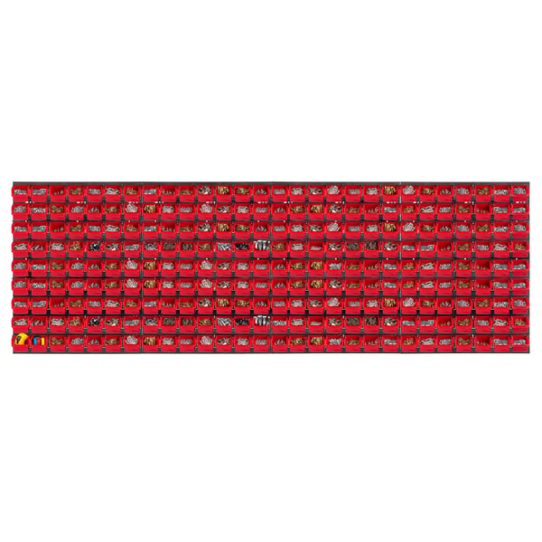 Værktøjsvæg/værktøjstavle - Hulplade/pegboard værktøjspanel - 232x78 cm - 252 dele - Vægmonteret