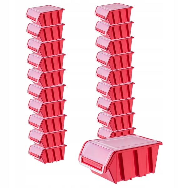 Förvaringsboxar - Organizer-set - 195×120 mm - 20-pack - Röd