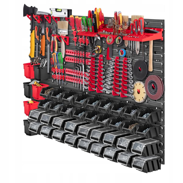 Værktøjsvæg Pegboard - Vægpanel - 116 x 78 cm - 83 dele - Opbevaring - Vægmonteret