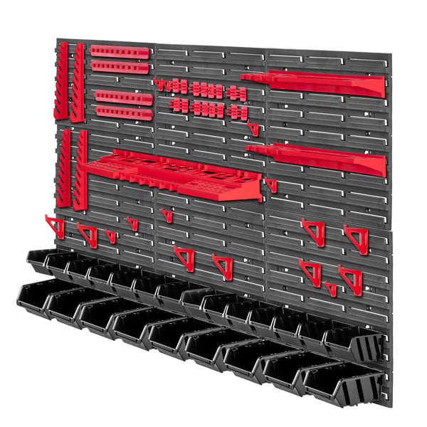 Værktøjstavle - Vægmonteret panel - Mål 117 x 78 cm - Sæt 66 dele - Til værksted og garage - Opbevaringssystem