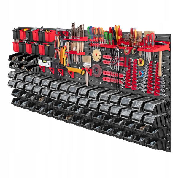 Værktøjsvæg - Pegboard Hulplade Sæt - 174 x 78 cm - 121 Dele - Vægmonteret