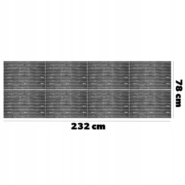 Værktøjstavle - Hulplade/Pegboard - 232 x 78 cm - Vægmonteret - Til Garage & Værksted - Opbevaring & Organisering