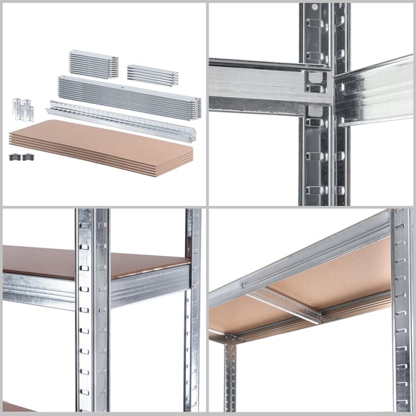 Metal opbevaringsreol - Garagereol - 5 hylder - 180×90×30 cm - Maks belastning 875 kg