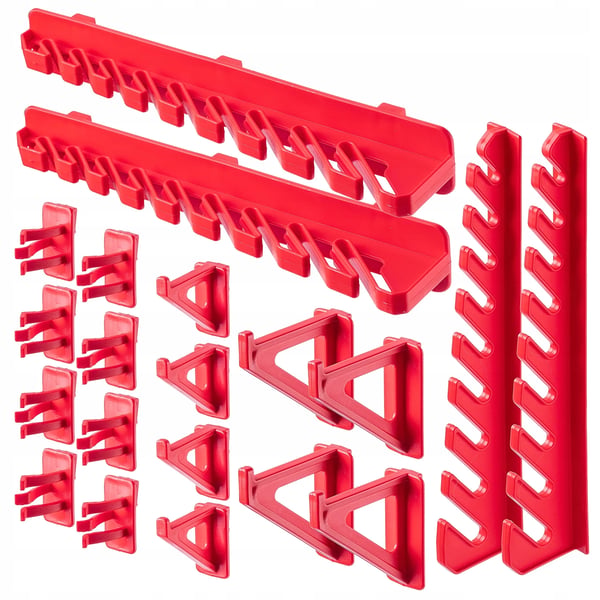 Værktøjstavle - Vægpanel/Pegboard - 58 x 39 cm - Til garage og værksted - Rød