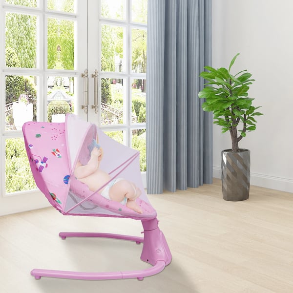 Babygynge - Justerbar manuel model - Metalramme - 10 kg max - Komfortabel pude - Til 1–2 år