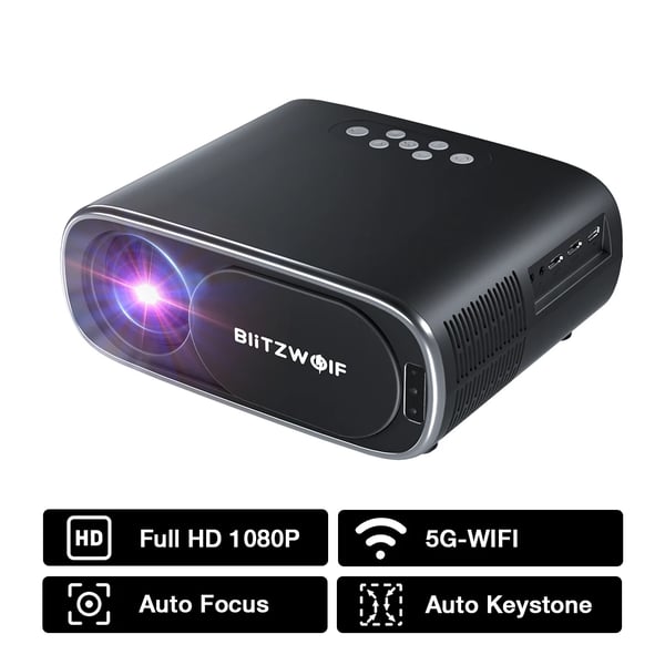 Projektori - Full HD 1080p LCD - 5G WiFi Näytönpeilaus - Automaattinen Trapezoidikorjaus - 260 ANSI Lumenia - Kotiteatteri - CE-Sertifioitu