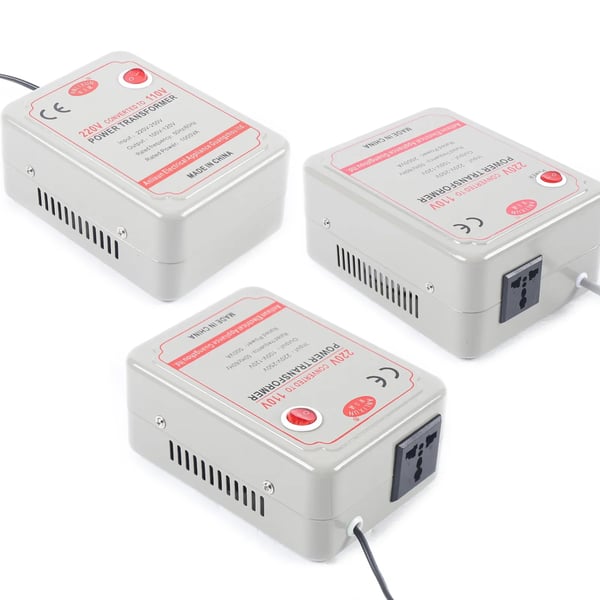 Spændingsomformer - Step-down transformator - 220–250 V til 100–120 V - 2000 W - Til elektronik - Sølv