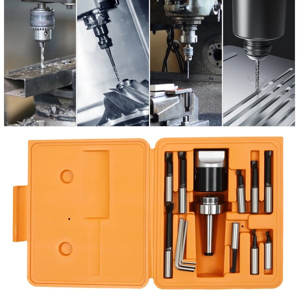 Avarruspää & Avarrustankosarja - MT2-M10 F1-12 - 50 mm Pää - 9x 12 mm Avarrustangot - CNC-jyrsintään - Ruostumaton Teräs