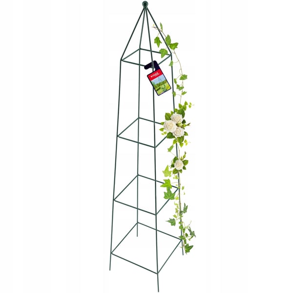 Haveobelisk - Pyramide-espalier til klatreroser og klatreplanter - Højde 150 cm - Mørkegrøn