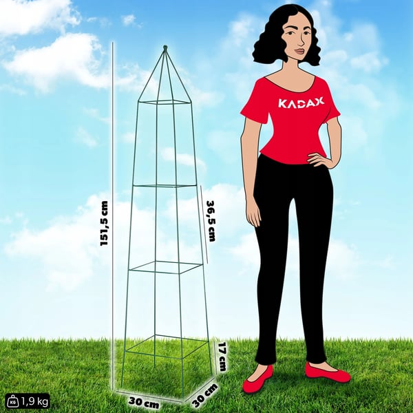 Haveobelisk - Pyramide-espalier til klatreroser og klatreplanter - Højde 150 cm - Mørkegrøn
