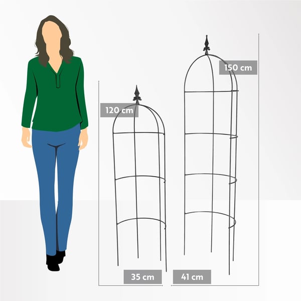 Haveobelisk - Plantestøtte Espalier - 120 cm - Metal - Til Klatreplanter - Grå