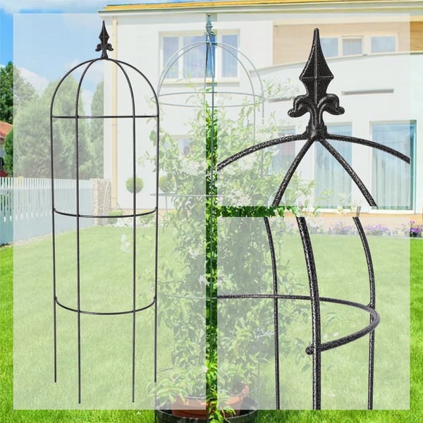 Haveobelisk - Plantestøtte Espalier - 120 cm - Metal - Til Klatreplanter - Grå