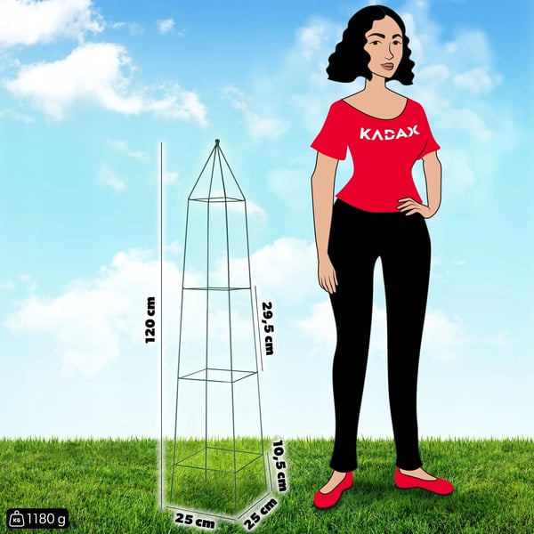 Havespalier/Klatrestativ - Obelisk/Pyramide-søjle - Metal - Til klatreroser og klatreplanter - Højde 120 cm - Mørkegrøn