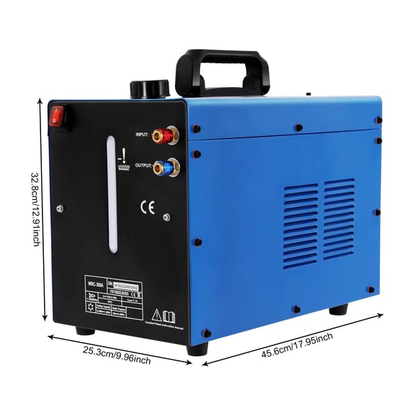 Svejsers vandkøler, TIG-brænder kølemaskine, 370 W, 8 L tank, 110/220 V enfaset, blå