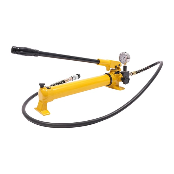 Manuaalinen hydraulinen käsipumppu - Yksivaiheinen pumppu - Korkeapaine - Painemittari - Keltainen