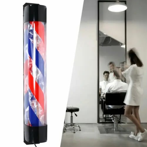 LED Parturitolppa - Pyörivä Parturi/Barbershop-kyltti - Mainosvalo - AC - 90 x 13 cm