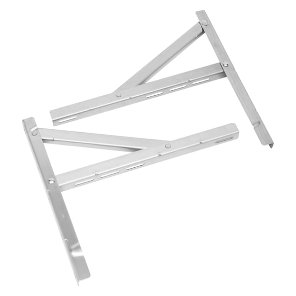 Vægbeslag til aircondition - Trekantet konsol 2-pak - Rustfrit stål - Max 200 kg - Størrelse 30,5 cm - Til udedel - Sølv