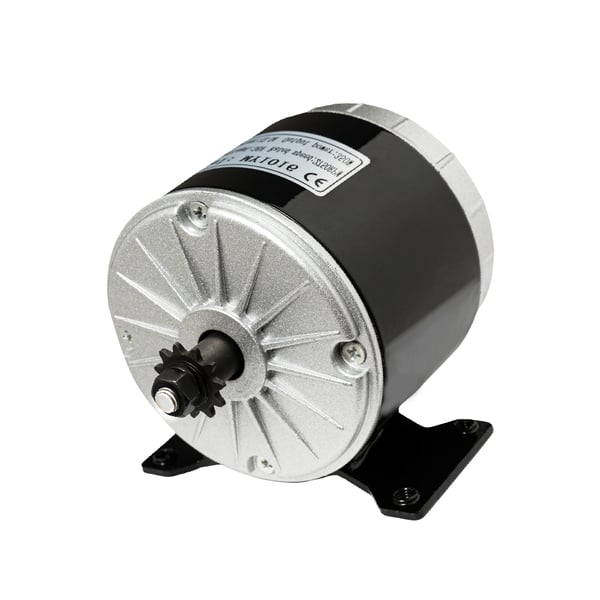 MY1016 børstet DC-motor, 36V 350W permanentmagnet, 2750 rpm, vendbar, sort, til elscooter/vindmølle