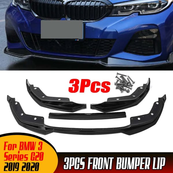 Front kofanger læbespoiler - 3-serie G20 2019–2020 - MP-stil - 3-delt sæt - Splitter & diffuser - Aftageligt bodykit
