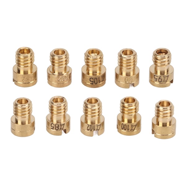 Karburatorens hoveddyser, til GY6 50cc 139QMB scooter/moped, sæt 10 stk, #82–105, metal, guld
