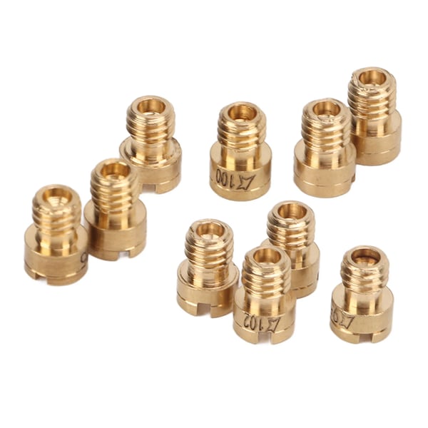 Karburatorens hoveddyser, til GY6 50cc 139QMB scooter/moped, sæt 10 stk, #82–105, metal, guld
