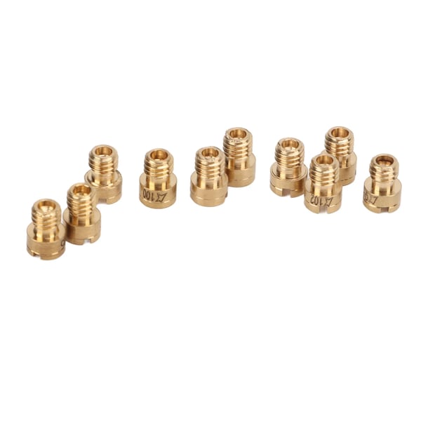 Karburatorens hoveddyser, til GY6 50cc 139QMB scooter/moped, sæt 10 stk, #82–105, metal, guld